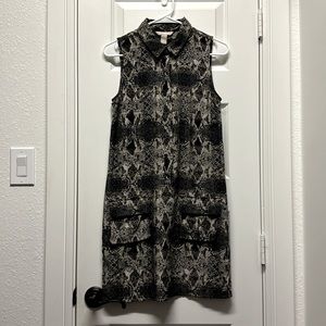 Banana Republic sleeveless shirt dress, python snake print US size 0